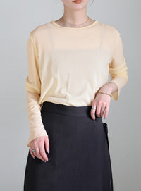 クルーネックシアープルオーバー