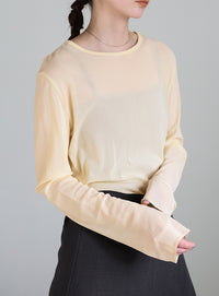 クルーネックシアープルオーバー