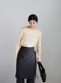 クルーネックシアープルオーバー