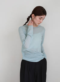 クルーネックシアープルオーバー