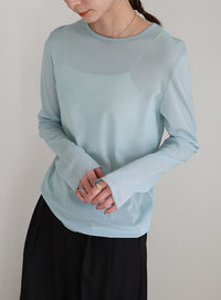 クルーネックシアープルオーバー