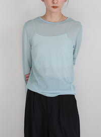 クルーネックシアープルオーバー