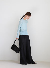 クルーネックシアープルオーバー