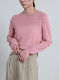 クルーネックシアープルオーバー