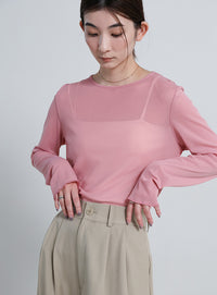 クルーネックシアープルオーバー