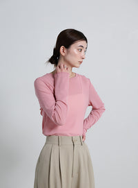 クルーネックシアープルオーバー