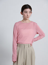 クルーネックシアープルオーバー