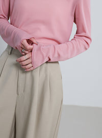 クルーネックシアープルオーバー