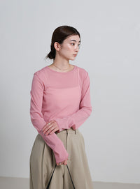 クルーネックシアープルオーバー