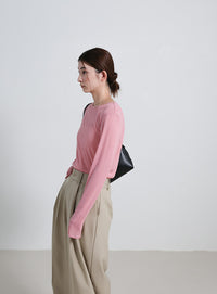 クルーネックシアープルオーバー