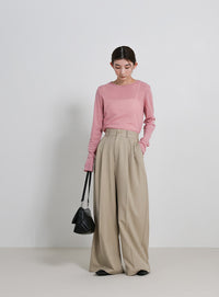 クルーネックシアープルオーバー