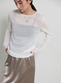 クルーネックシアープルオーバー