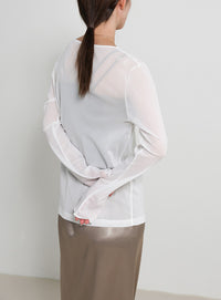 クルーネックシアープルオーバー