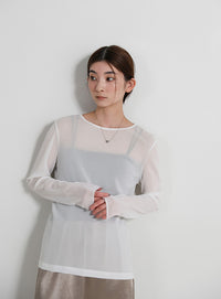 クルーネックシアープルオーバー