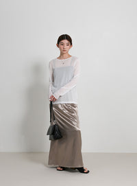 クルーネックシアープルオーバー