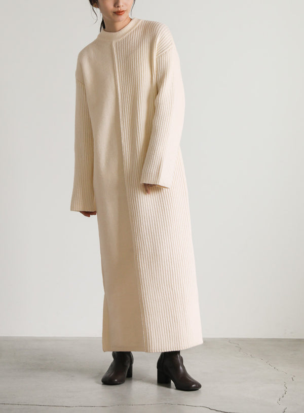 切り替えデザインリブロングワンピース【SALE】