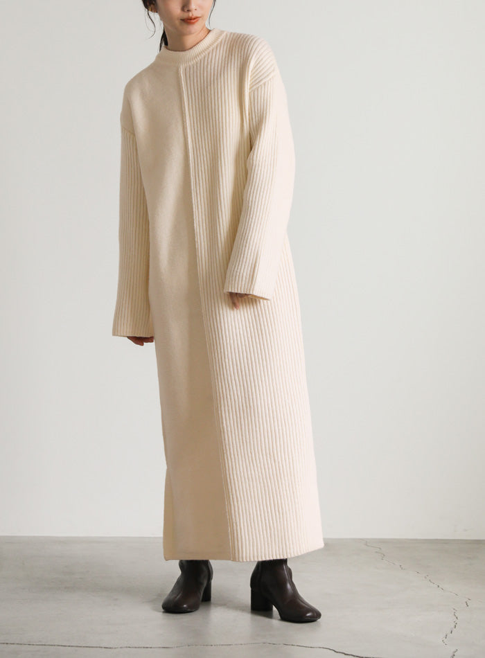 切り替えデザインリブロングワンピース【SALE】