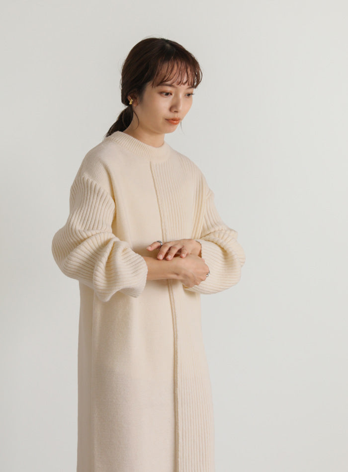 切り替えデザインリブロングワンピース【SALE】