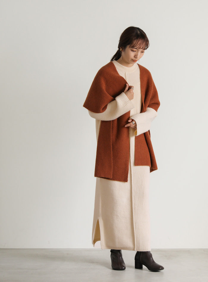 切り替えデザインリブロングワンピース【SALE】