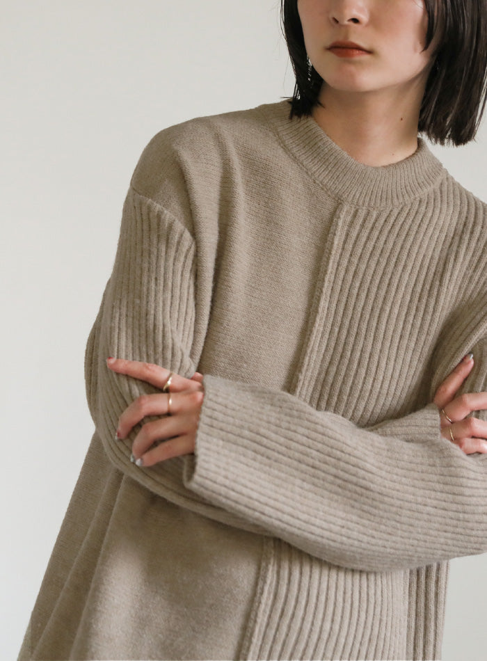 切り替えデザインリブロングワンピース【SALE】