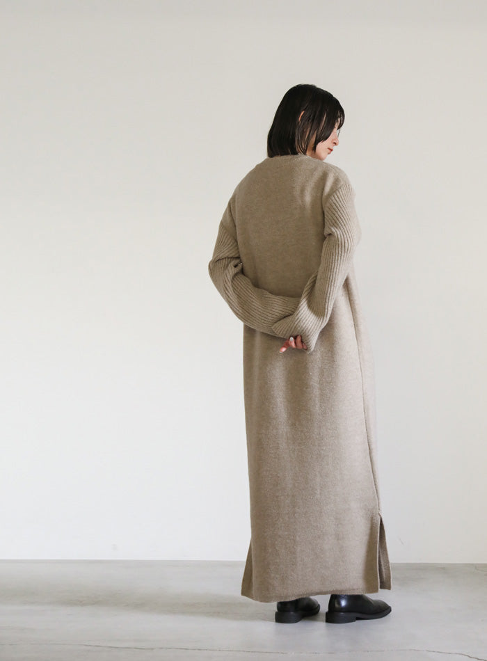 切り替えデザインリブロングワンピース【SALE】