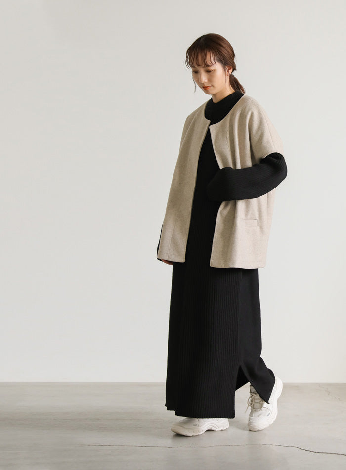 切り替えデザインリブロングワンピース【SALE】