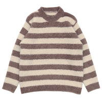 クルーネックボーダーシャギーニット【SALE】