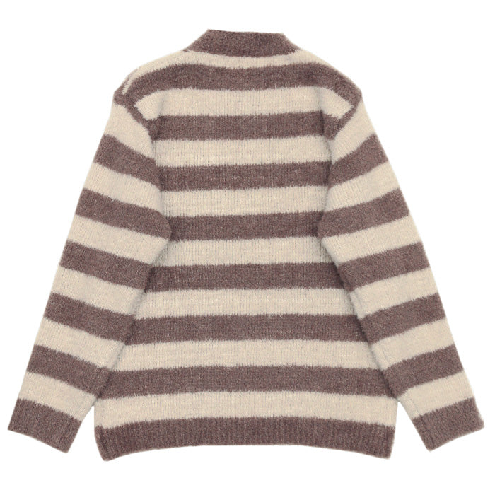 クルーネックボーダーシャギーニット【SALE】
