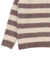 クルーネックボーダーシャギーニット