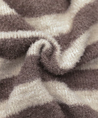 クルーネックボーダーシャギーニット