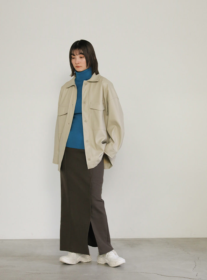 タートルネックソフトタッチリブニット【SALE】