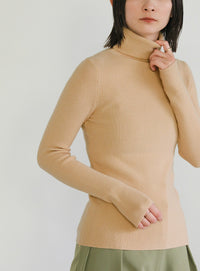 タートルネックソフトタッチリブニット【SALE】