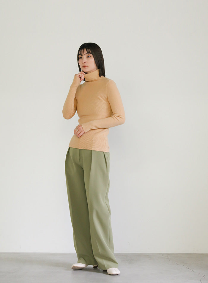 タートルネックソフトタッチリブニット【SALE】