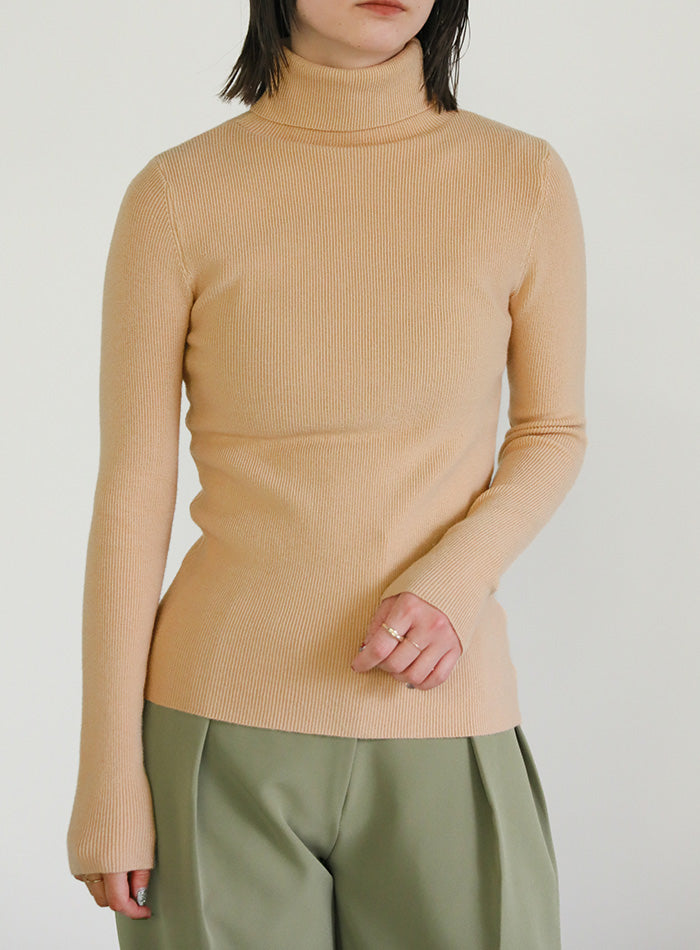 タートルネックソフトタッチリブニット【SALE】