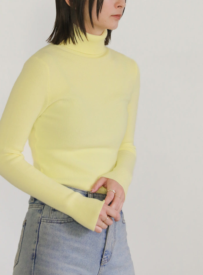 タートルネックソフトタッチリブニット【SALE】