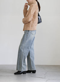 ハイネックフリンジニットジャケット