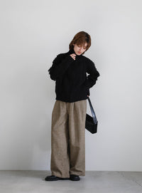 ハイネックフリンジニットジャケット