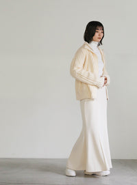 ハイネックフリンジニットジャケット【SALE】