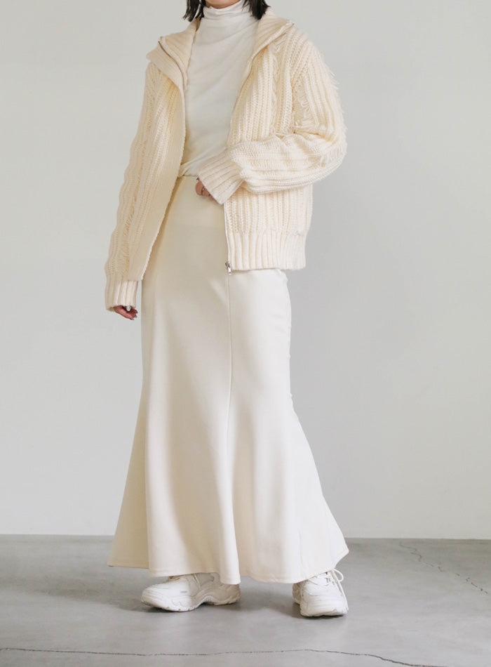 ハイネックフリンジニットジャケット【SALE】