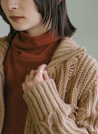 ハイネックフリンジニットジャケット【SALE】