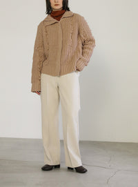 ハイネックフリンジニットジャケット【SALE】