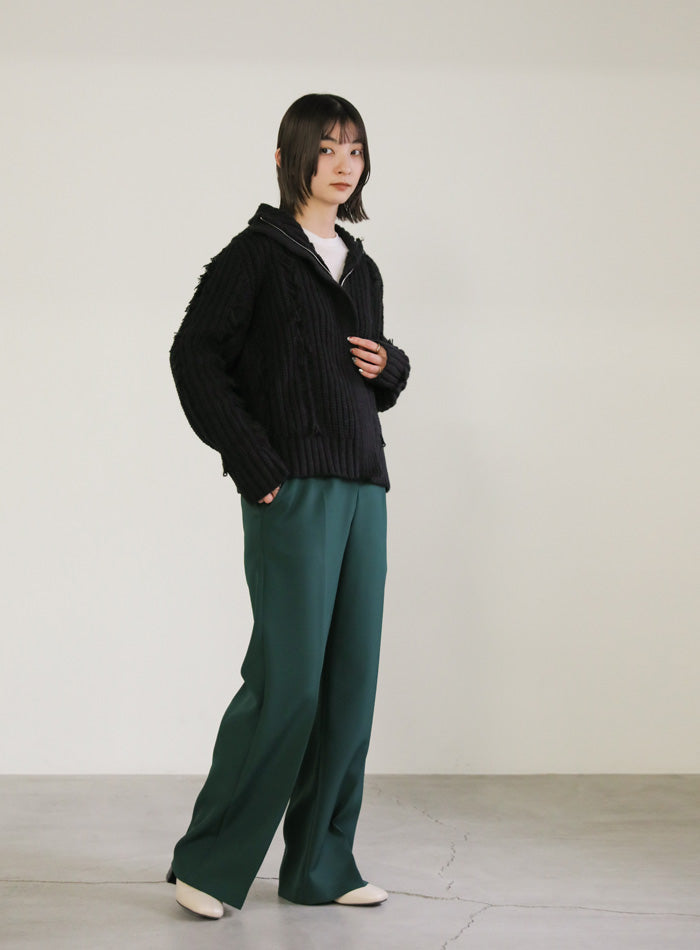 ハイネックフリンジニットジャケット【SALE】