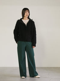 ハイネックフリンジニットジャケット【SALE】
