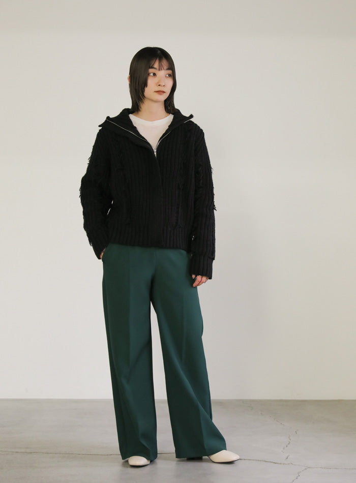 ハイネックフリンジニットジャケット【SALE】