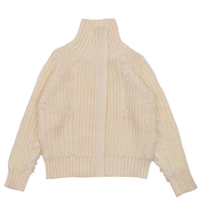 ハイネックフリンジニットジャケット【SALE】