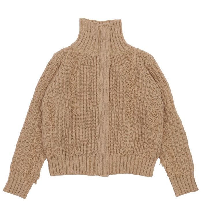 ハイネックフリンジニットジャケット【SALE】