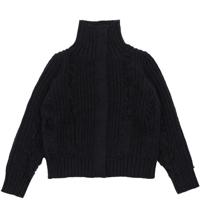ハイネックフリンジニットジャケット【SALE】