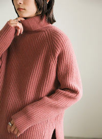 タートルネックラウンドリブニット【SALE】