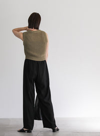 透かし編みニットショートベスト