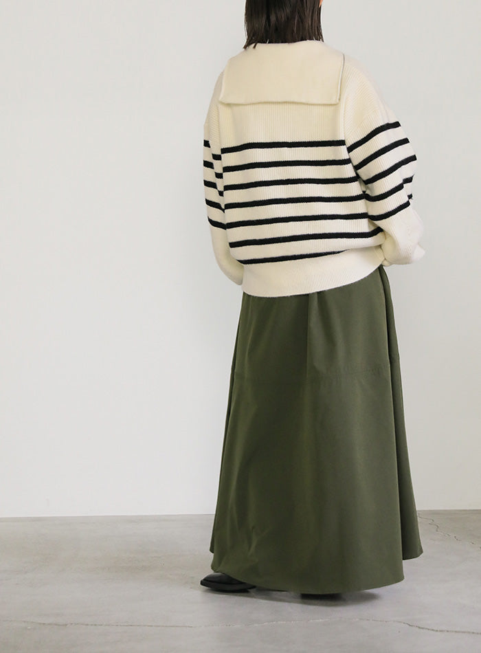 ハーフジップボーダーニットプルオーバー【SALE】
